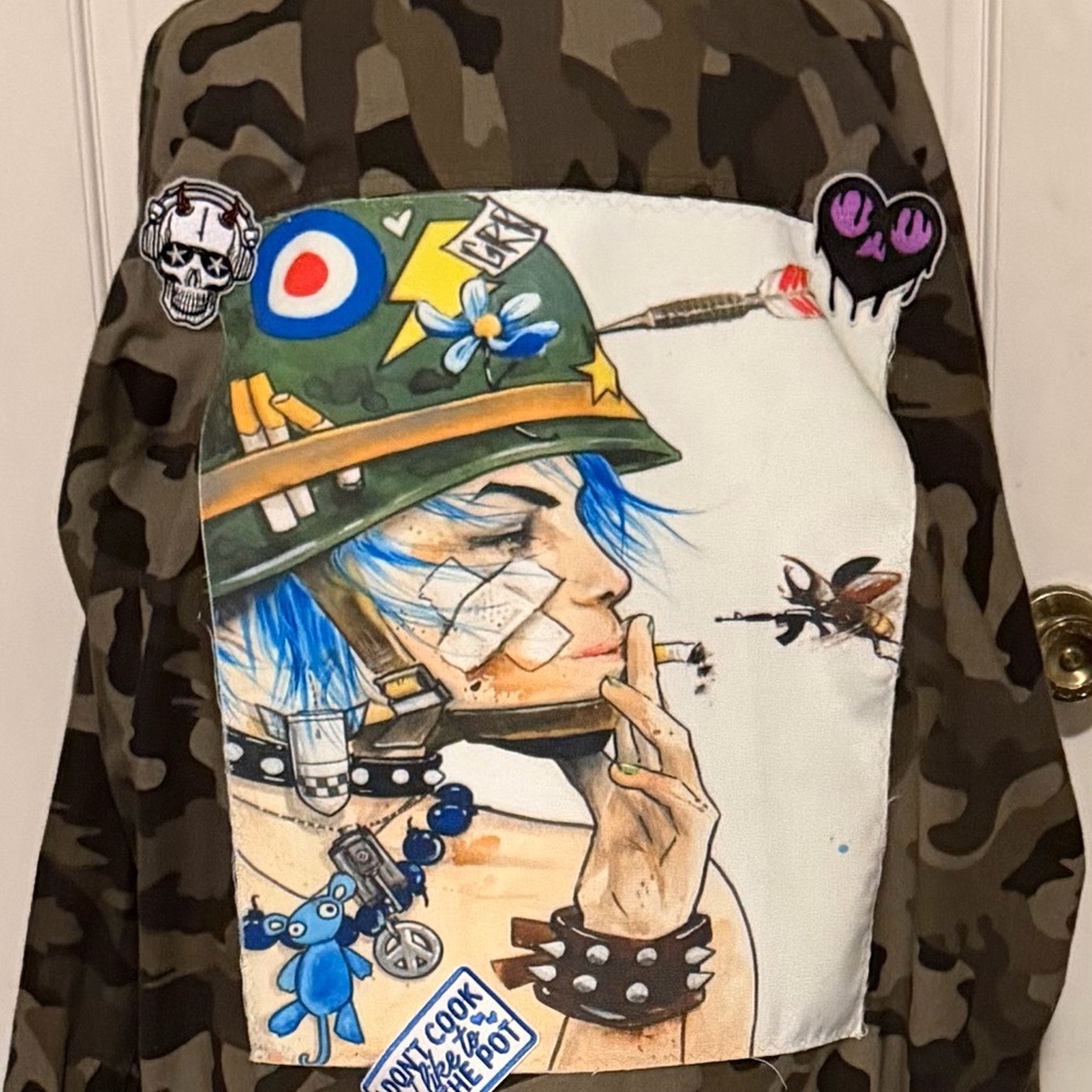 Wild Fable Camouflage Button Down Shirt with Patches